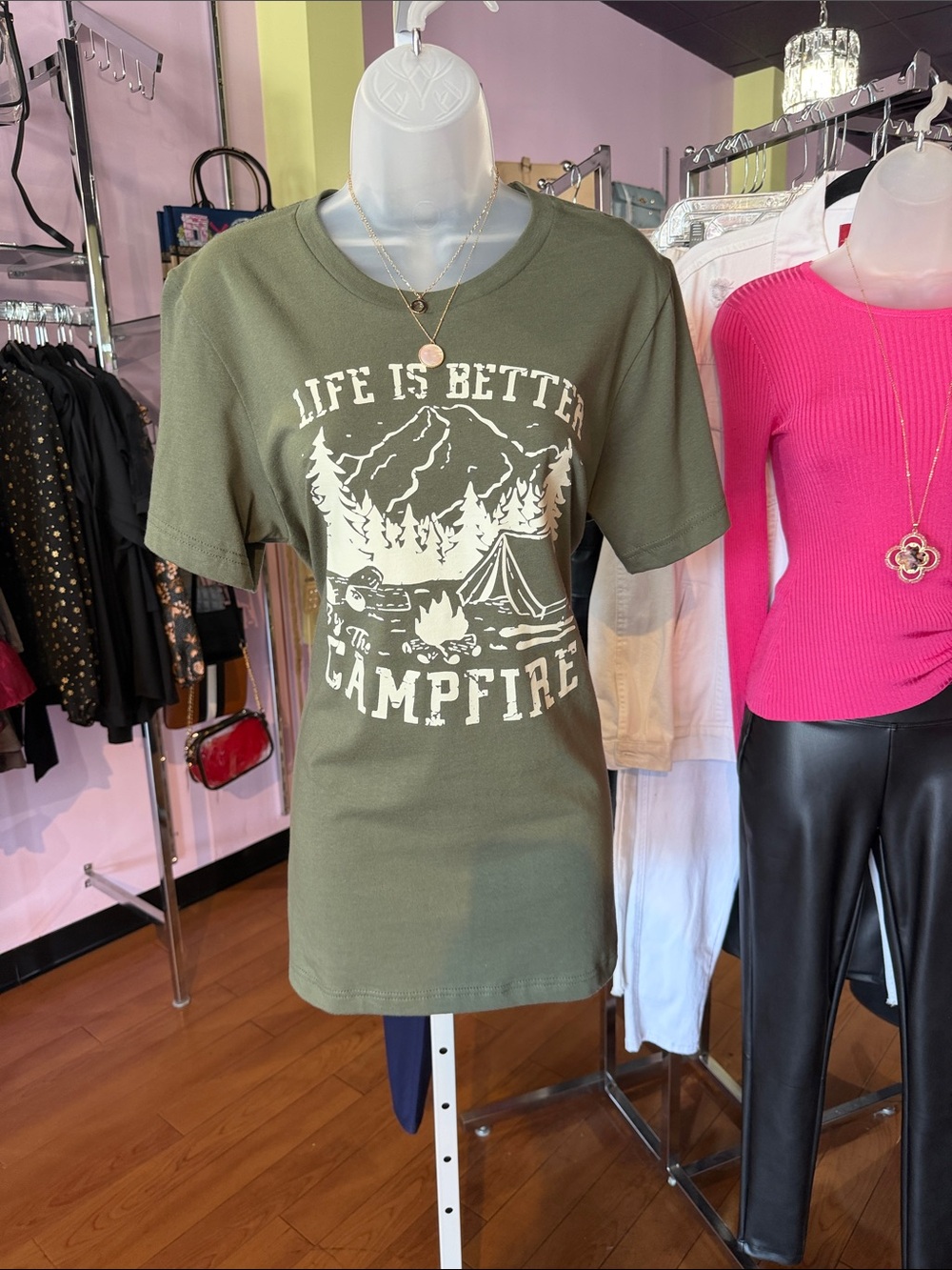 Life Is Better By The Campfire Graphic Tee - Olive